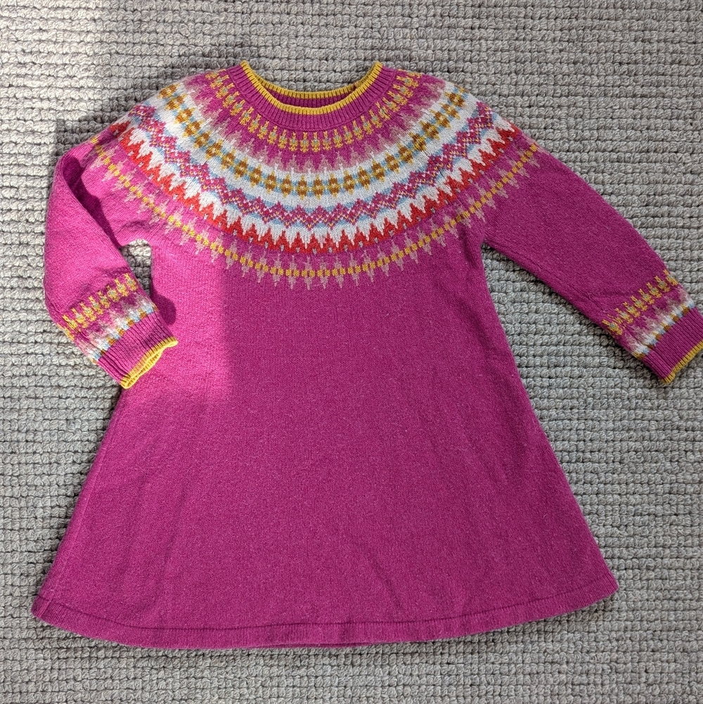 Mini Boden Pink Fair Isle Dress